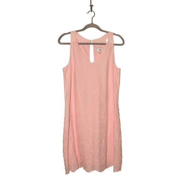BEIGE BY ECI NEW $149 Soft Pink Floral Embroidered Sleeveless Shift Dress Medium - Picture 1 of 4